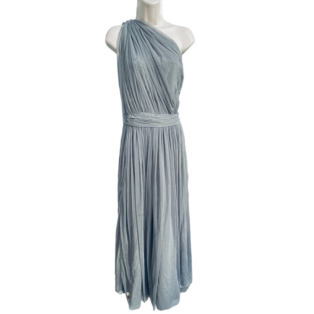 New! ASOS Premium Tulle One Strap Dress Maxi Formal Grey Silver size 8 Med 8889 - Picture 2 of 15